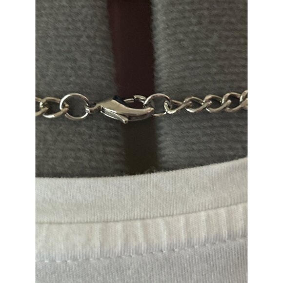 Silver-Tone Chain Necklace With Faceted Faux Crystal Beads 36” Long - Picture 3 of 3